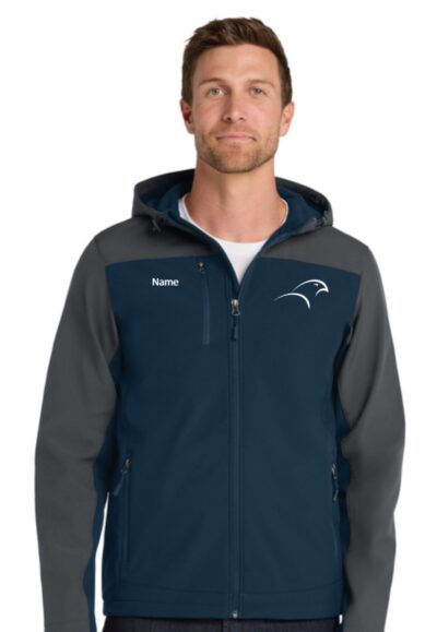 Port Authority Hooded Core Soft Shell Jacket - Navy/Grey / Marching Band Logo - Men's