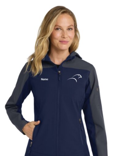 Port Authority Hooded Core Soft Shell Jacket - Navy/Grey / Marching Band Logo - Women's