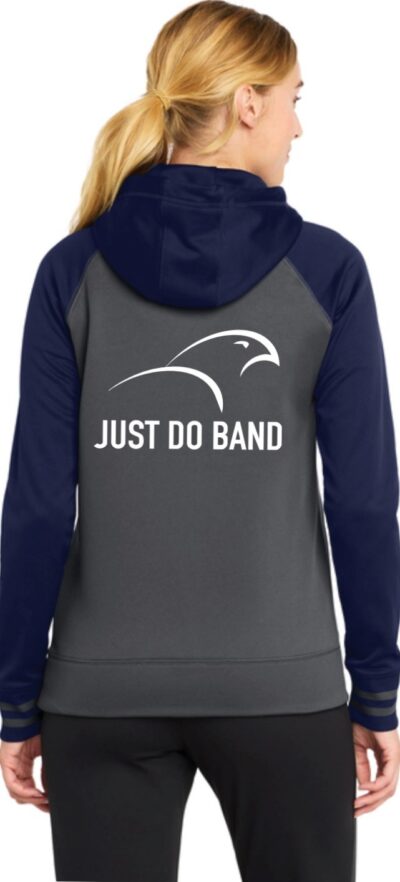 Sport-Tek Women's Sport-Wick Varsity Fleece Full-Zip Hooded Jacket - Grey/Navy / Just Do Band