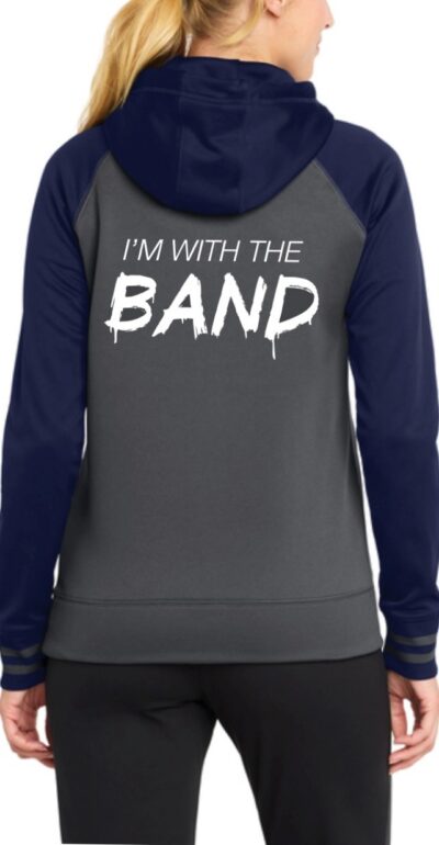 Sport-Tek Women's Sport-Wick Varsity Fleece Full-Zip Hooded Jacket - Grey/Navy / I'm With The Band