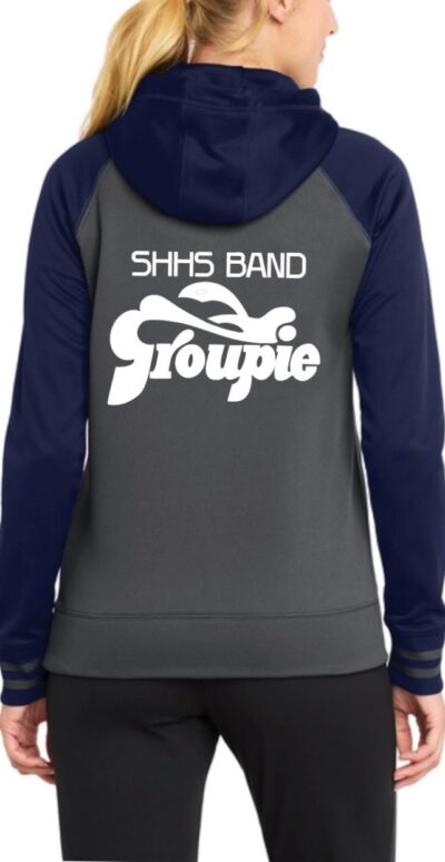 Sport-Tek Women's Sport-Wick Varsity Fleece Full-Zip Hooded Jacket - Grey/Navy / SHHS Band Groupie