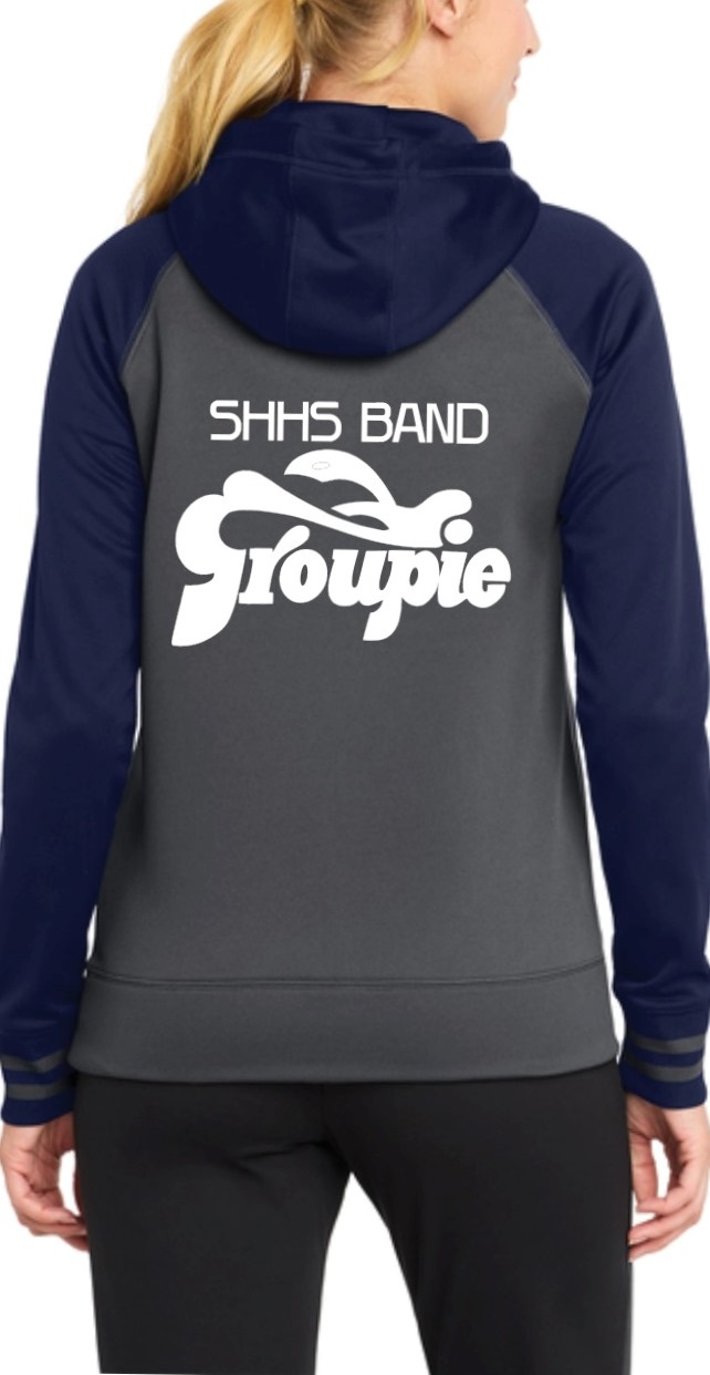 Sport-Tek Women's Sport-Wick Varsity Fleece Full-Zip Hooded Jacket - Grey/Navy / SHHS Band Groupie