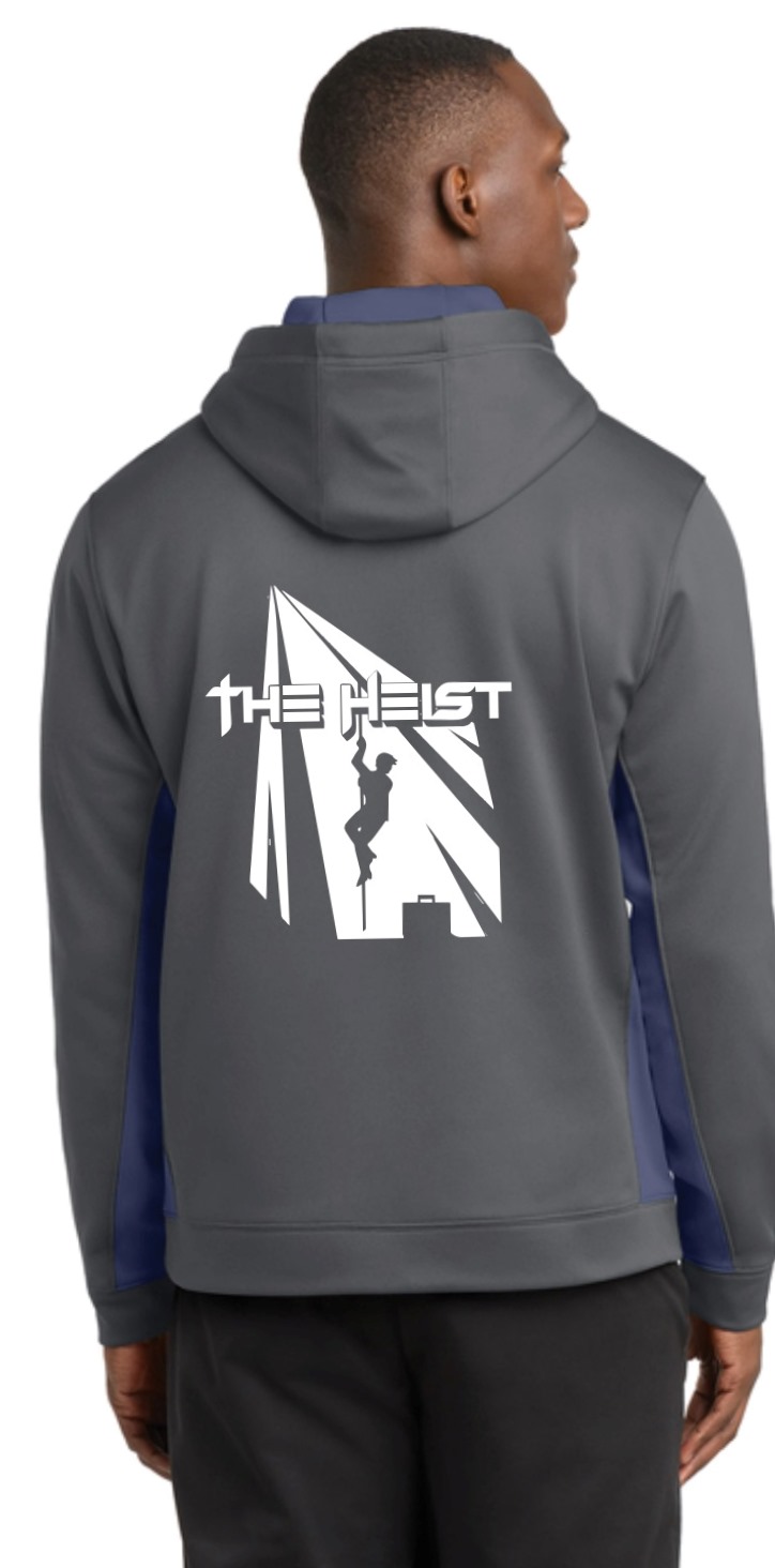 Sport-Tek Sport-Wick Fleece Colorblock Hooded Pullover - Charcoal/Navy / The Heist