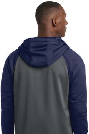 Sport-Tek Sport-Wick Varsity Fleece Full-Zip Hooded Jacket - Grey/Navy / Blank Back
