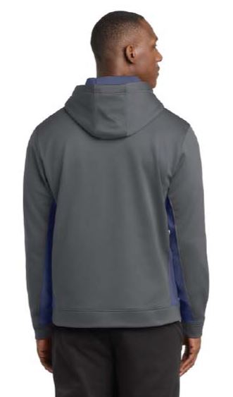 Sport-Tek Sport-Wick Fleece Colorblock Hooded Pullover - Charcoal/Navy / Blank Back
